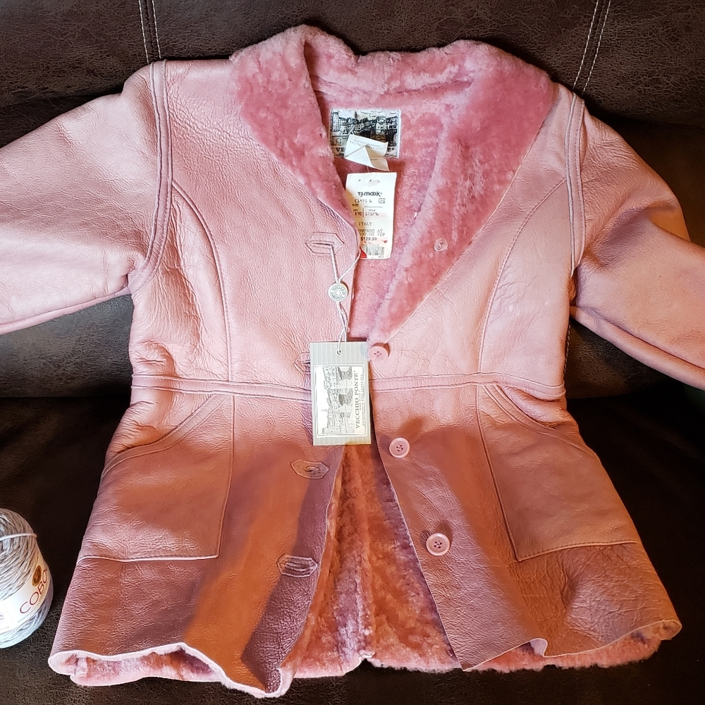 Leather fleece coat
